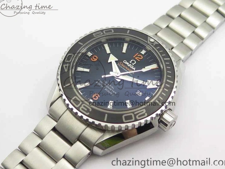 0415 Planet Ocean Pro 45mm OMF 1:1 Best Edition Orange Marker On SS Bracelet A8500 (Black Balance Wheel) Durable 8141